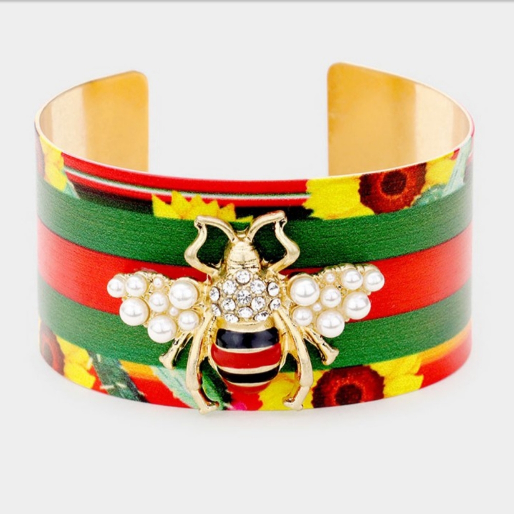 Honey Bee Accented Cuff Bracelet
